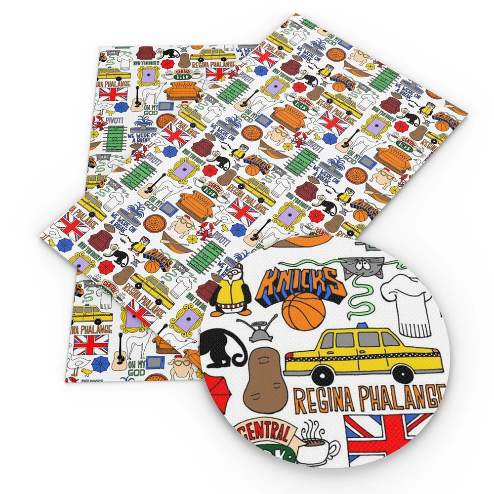 Leather Fabric Movie Film Characters Printed Synthetic Faux For DIY Earrings Hair Bows Handbags Pouches