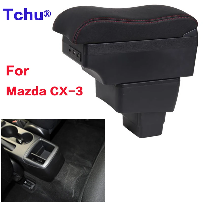For mazda CX-3 Armrest Box Mazda CX3 Armrest For Mazda 2 skyactiv-G car armrest box Multifunction USB Ashtray Car Accessories