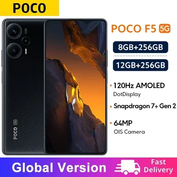 글로벌 버전 POCO F5 5G, 스냅드래곤 7 + Gen 2 옥타 코어 64MP 카메라, OIS 67W NFC 120Hz AMOLED 디스플레이, 8GB 256GB