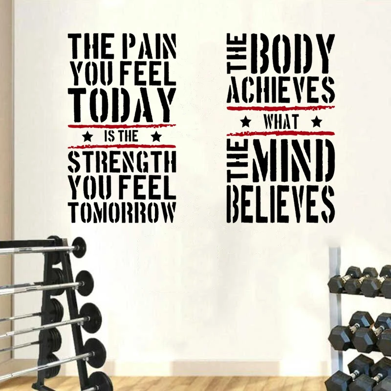 

2 Large Gym Fitness Motivational Quotes Wall Decals Vinyl Stickers Healthy Fitness Gym Decor Murals Removable Poster HJ1593