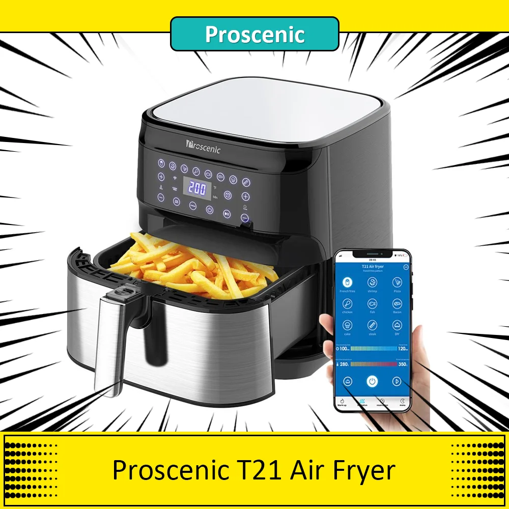 Friggitrice Ad Aria Intelligente Proscenic T21, Controllo App E Alexa, Xl 5.8Qt, Friggitrici Ad Aria Elettriche Da 1700 Watt 80-205 ° C Forno E Fornel