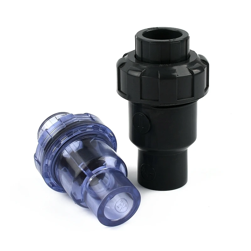 1PC 20  110mm UPVC 투명 체크 밸브 물고기 탱크 정원 관개 수족관 튜브 급수 어댑터 피팅 PVC 파이프 커넥터
