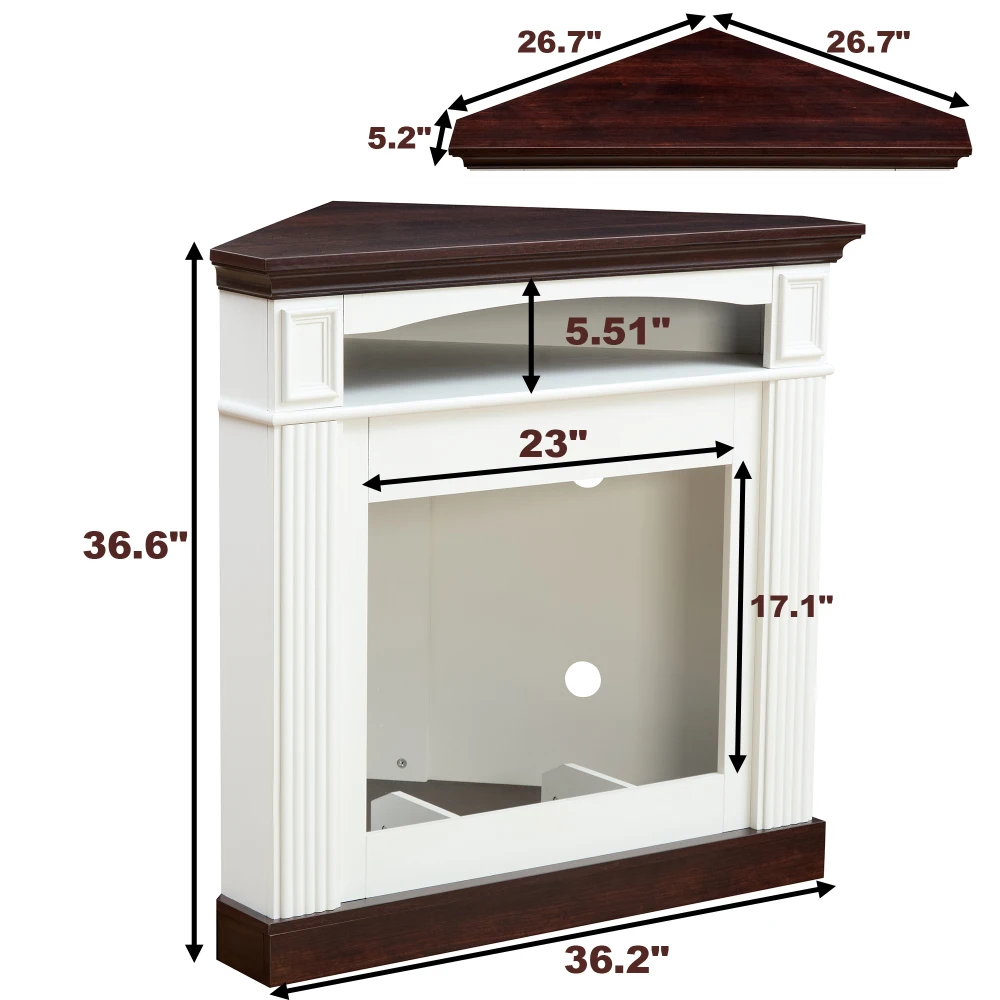 Corner Mantel Cabinet for Living Room or Bedroom with 23 inch Fireplace Insert Heater for the Perfect Ambiance 2