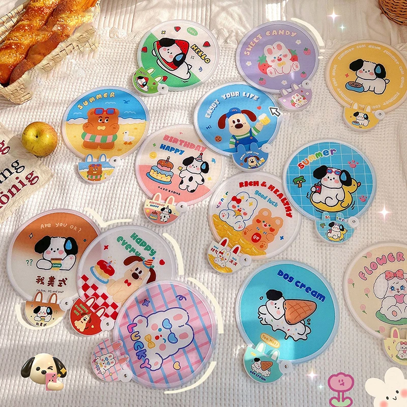 Portable Fan Cute Folding Group Fan Cartoon Animal Portable Folding Fan for Student Outdoor Summer