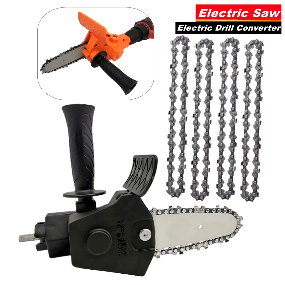 4 Inch Electric Drill Modified To Electric Chainsaw Tool Attachment