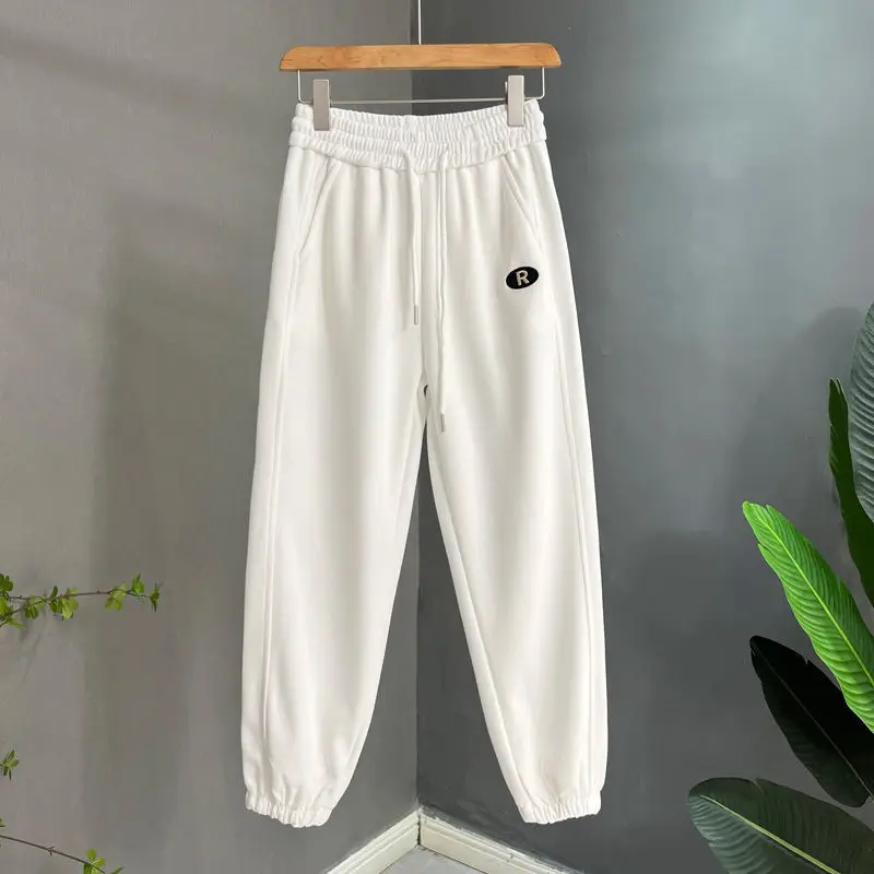 Spring Korean Fashion Ankle length Sweatpants Women Elastic Waist Loose