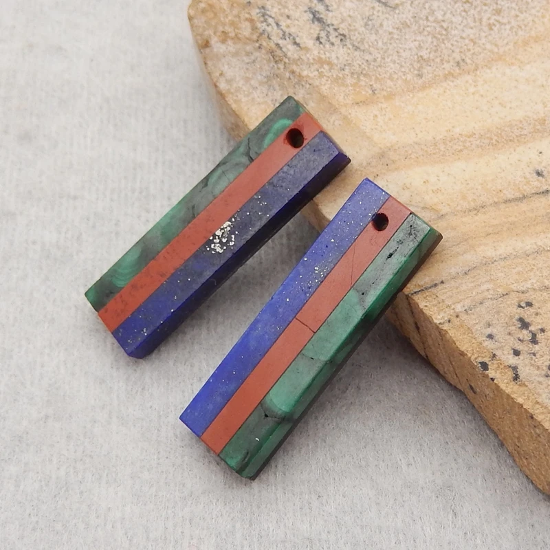 Natural Stone Gemstone Lapis Lazuli Red River Jasper Malachite Earrings Accessories For Women 23x7x3mm 2g