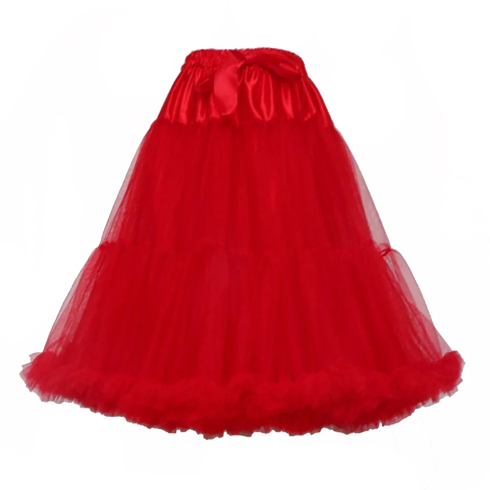 Adults Tutu Skirt Women Fluffy Ballet Dance Skirts Cosplay Party Princess 3-Layered Pleated Tulle Petticoat 55CM
