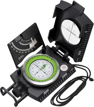 Proster Waterproof Compass Hiking with Fluorescent Scale - Compass Navigation with Clinometer & Carry Bag Military Compasses 1