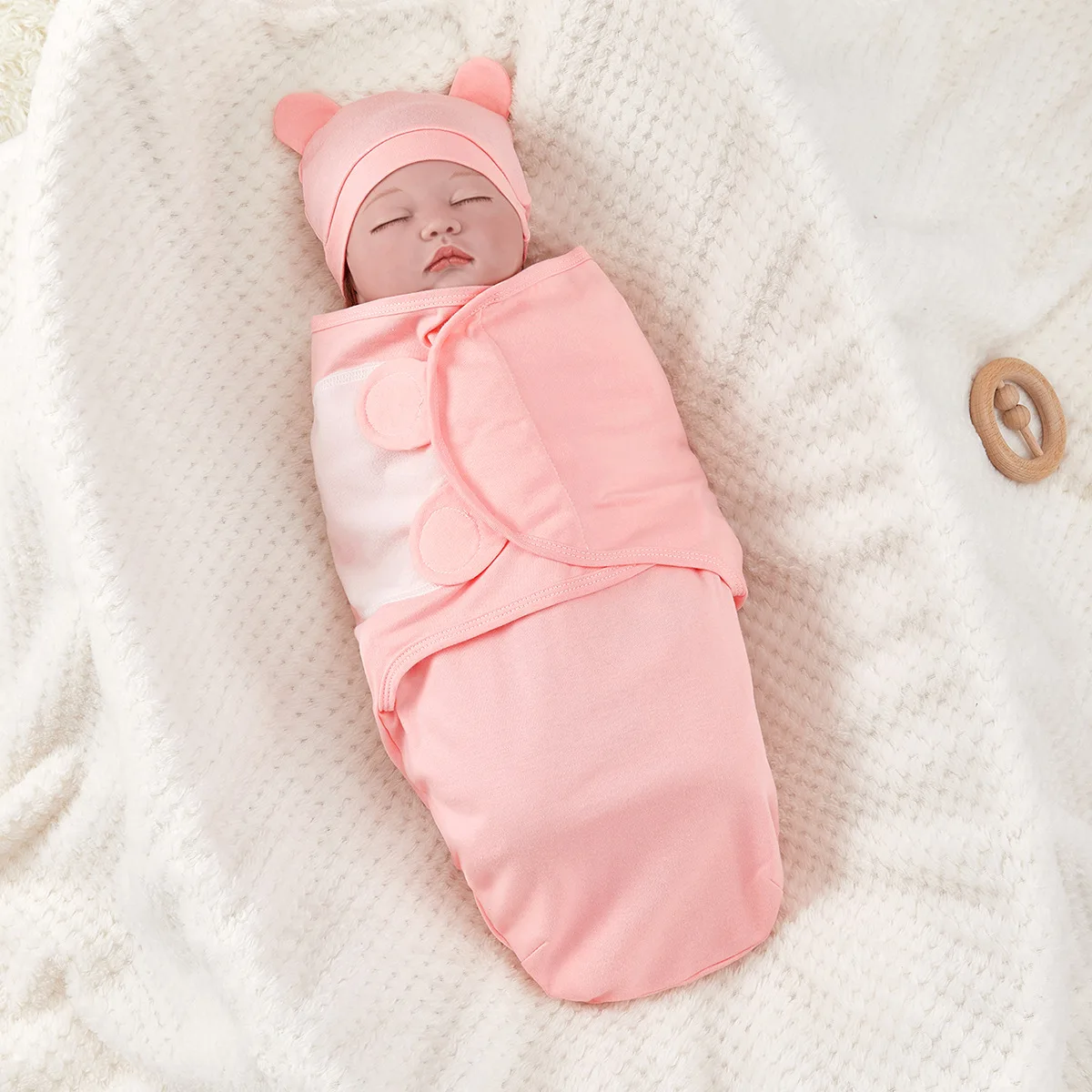 

New Born Sleeping Bag Cotton Baby Swaddle Wrap Adjustable Newborn Sleepsack Hat Set Anti-kick Swaddle Warm Soft Blanket