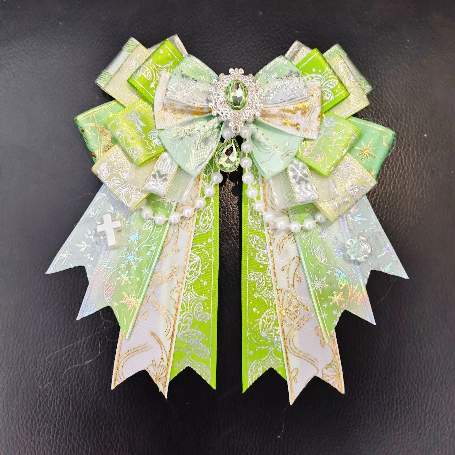 Original handgemachte Luxus Strass Lolita Bowtie Band Anime Konzert Unterstützung Stick Hemd Kragen Blume Brosche Schleife Zubehör – Detail 5