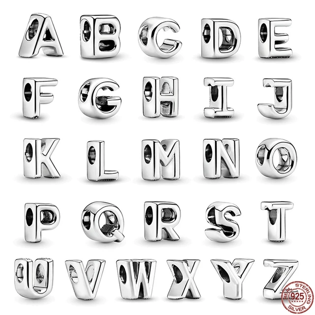 2023 New S925 Sterling Silver Rose Gold 26 Letter A-z Script Letter Drape  Charm Fit Pandora