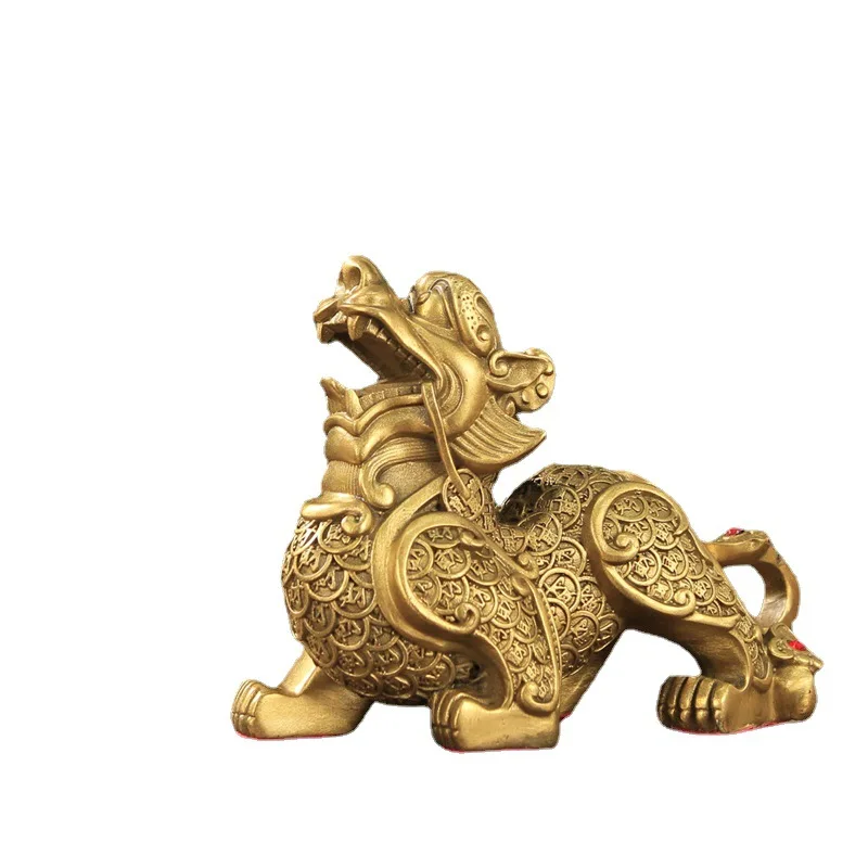 Copper Pixiu Feng Shui Ornament Decorations, Wealth, Office, Home, Mascot, Business Opening Gifts, Cornucopia, Treasure Bowl D