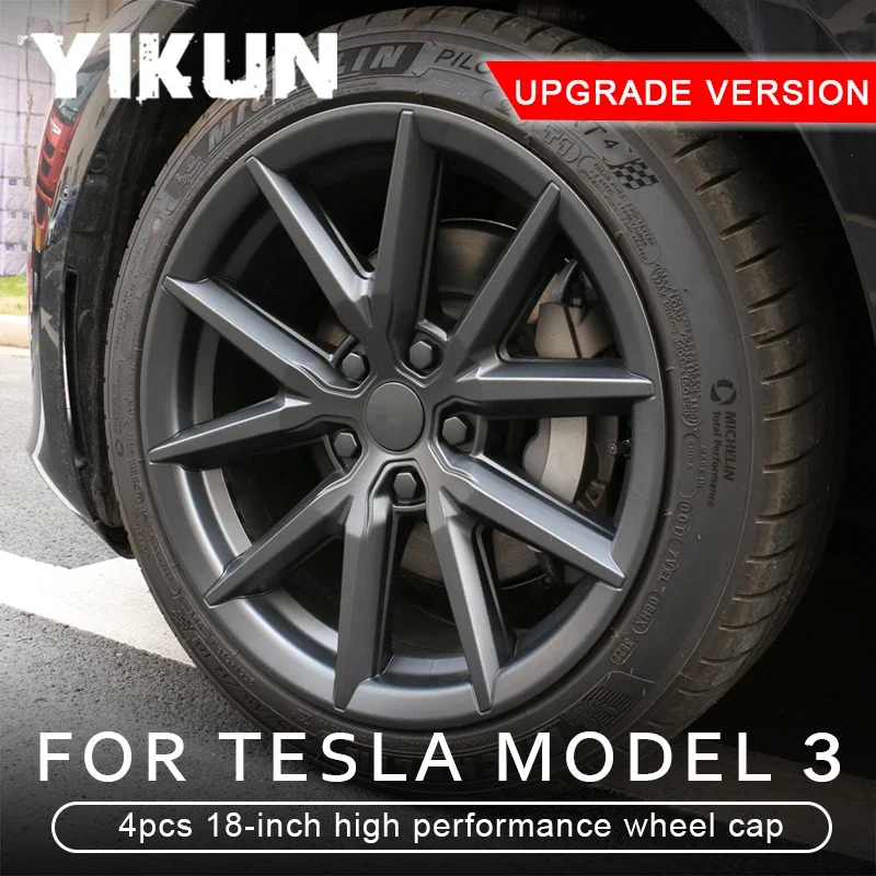 

4PCS Hub Cap 18-Inch Performance Replacement Wheel Cap Automobile Hubcap Full Rim Cover Accessories for Tesla Model 3 2018-2023