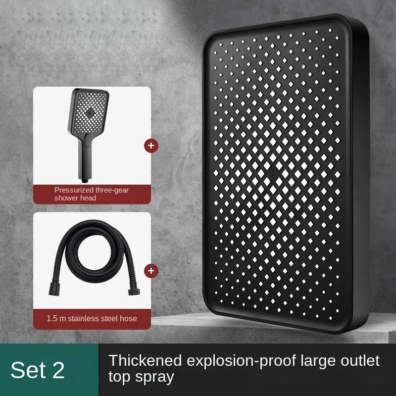 13 Inch Square Shower Top Showerhead shower head Bathroom Waterfall Pressurized Thickened Shower Head Three-Position Hand Spray Set