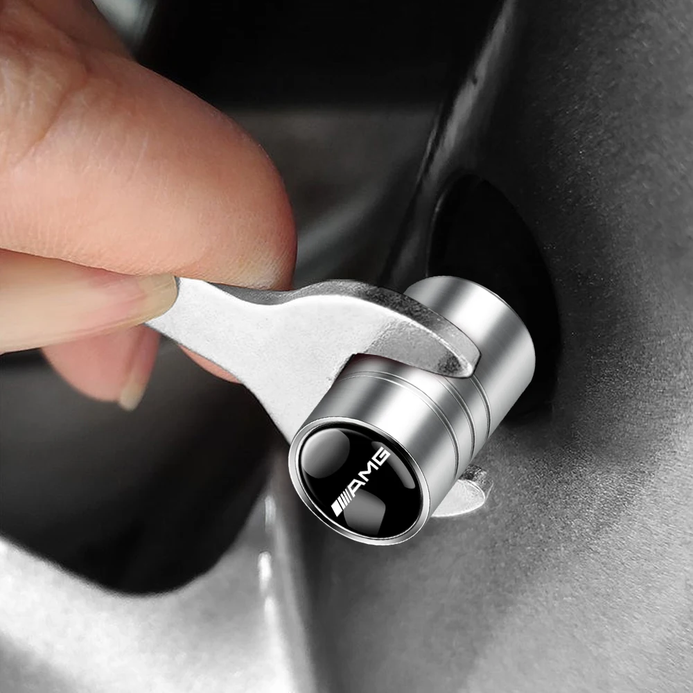 메르세데스 벤츠 AMG W108 W124 W126 W140 W168 W169 W176 W177 W190 W201 W202 용 4Pcs 금속 휠 타이어 밸브 캡 - 자동차 액세서리