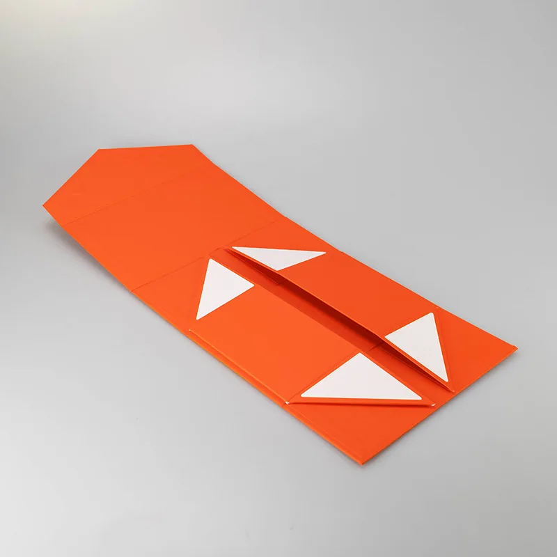Large Orange Magnetic Folding Rigid Paper Gift Box with Custom Logo Printing, Sturdy Ca... - SKU SCP01733 - UGI Packaging