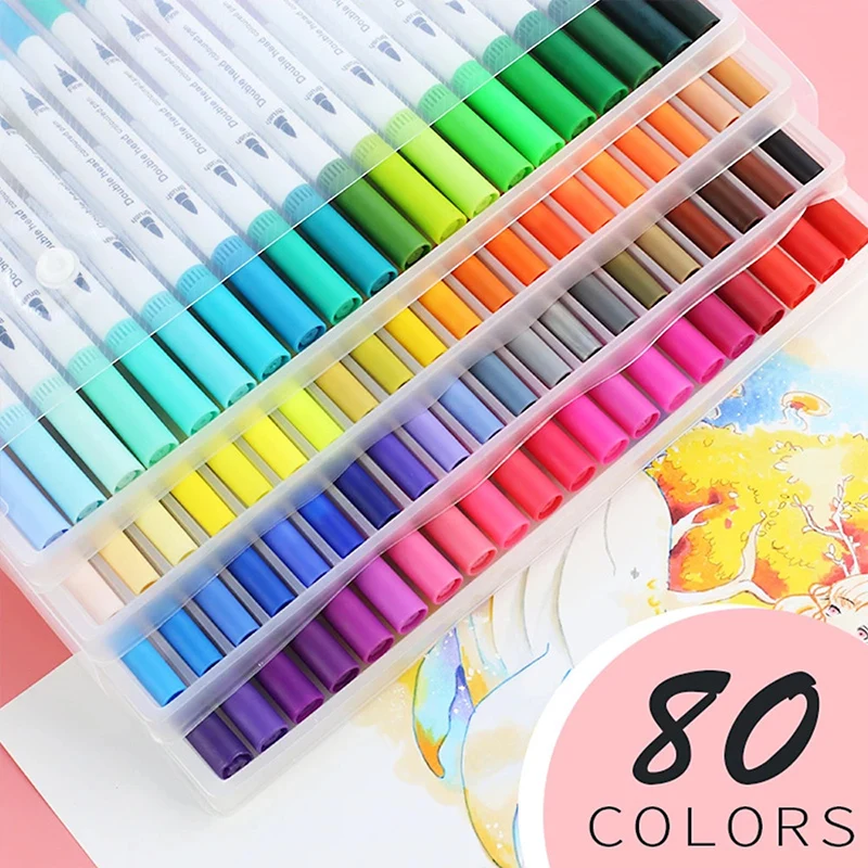 Art Markers Gifts Color Drawing Accessories Oily Double Head Colored  Markers Manga Art Painting Brush School Stationery Supplies