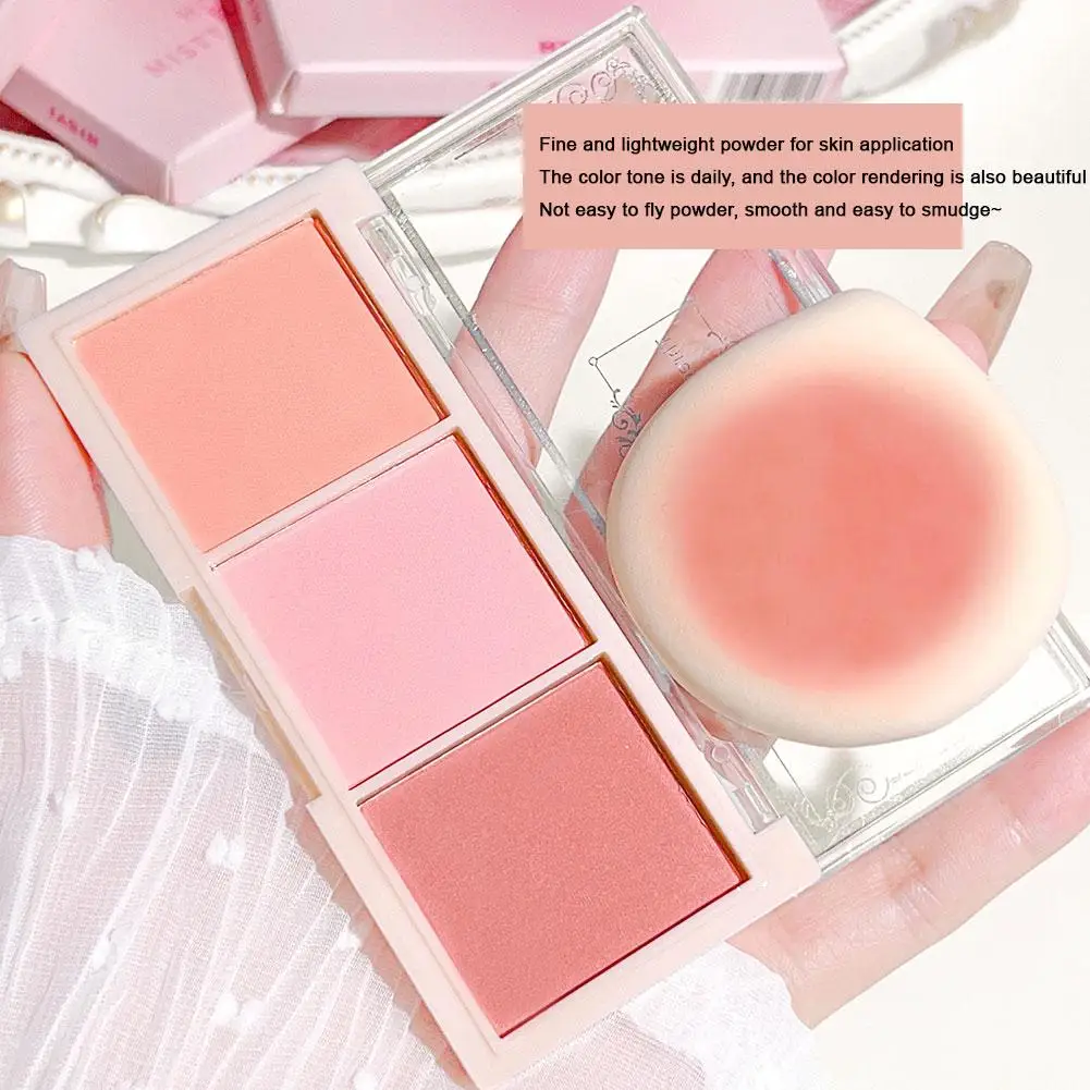 Blush Palette Natural Color Lasting Peach Cheek Tint,Face Contouring Blush Powder Non-Flying Powder Long-Lasting Cosmetic Makeup 2