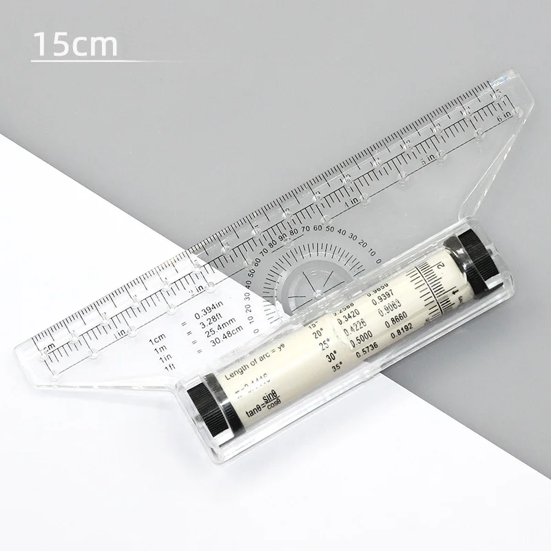 Angles Line Ruler 15cm 30cm Multi-Function Drawing Tool Roll Draw Ruler Metric Rolling Ruler Clear Parallel Rolling Ruler
