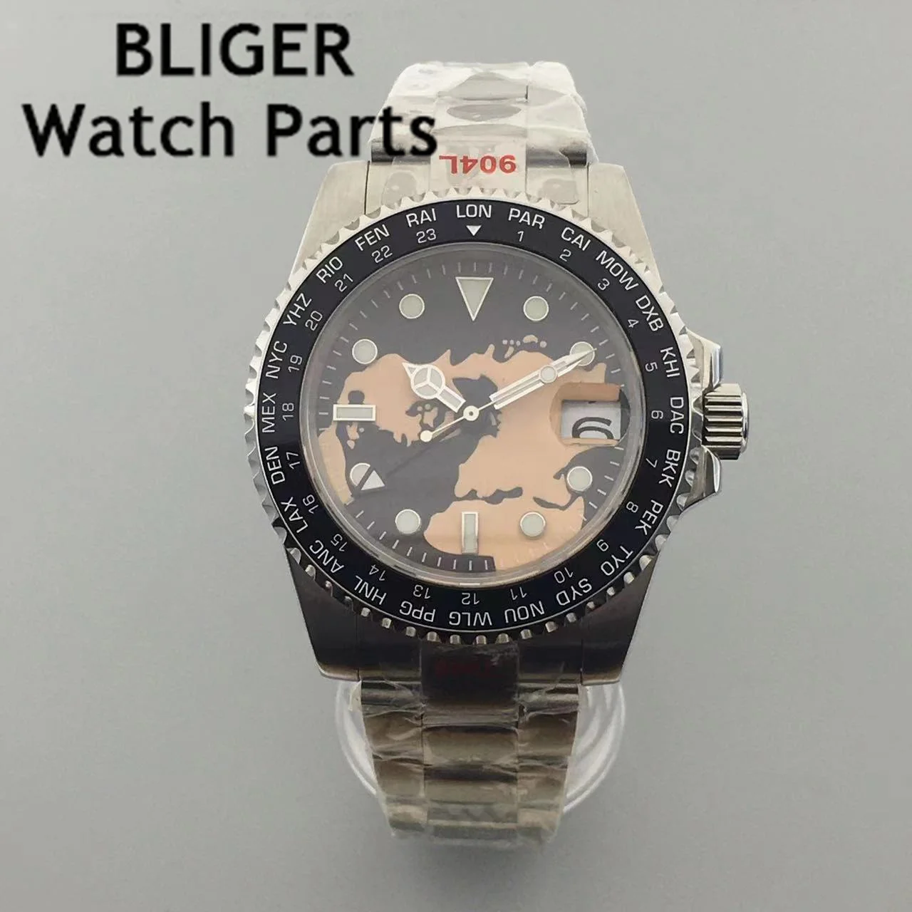 Bliger Nh34A 40Mm Quadrante Blu Luminoso Completo Funzione Gmt Nh34 Gmt Orologio Automatico Per Uomo Bracciale Jubilee Lunetta In Lega 2023