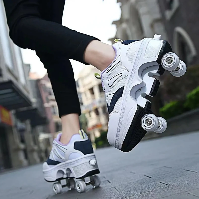 Girls' Roller Skating, Skateboarding Shoes with Wheels Sports Gymnastics  Fashion Multi-purpose Kick Roller Shoe for Boys Girls : 