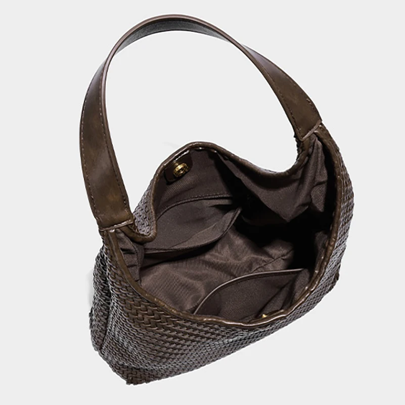 Women Premium Handbag 2025 New Vintage Spacious Woven Pattern Tote Bag Fashionable Single Shoulder Underarm Bag for Commuting 5