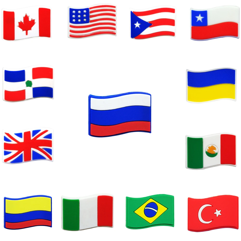 

Single Sale 1pcs PVC National Flag Canada Adult Shoes Charms Accessories Shoe Decorations Fit Children Party Gifts