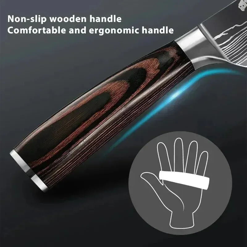 Description Picture 4 of itemStainless Steel 7CR17 Kitchen Knives Set Sharp Japanese Santoku Cleaver Slicing Professional Chef Knife 7 Inch Cooking Knife