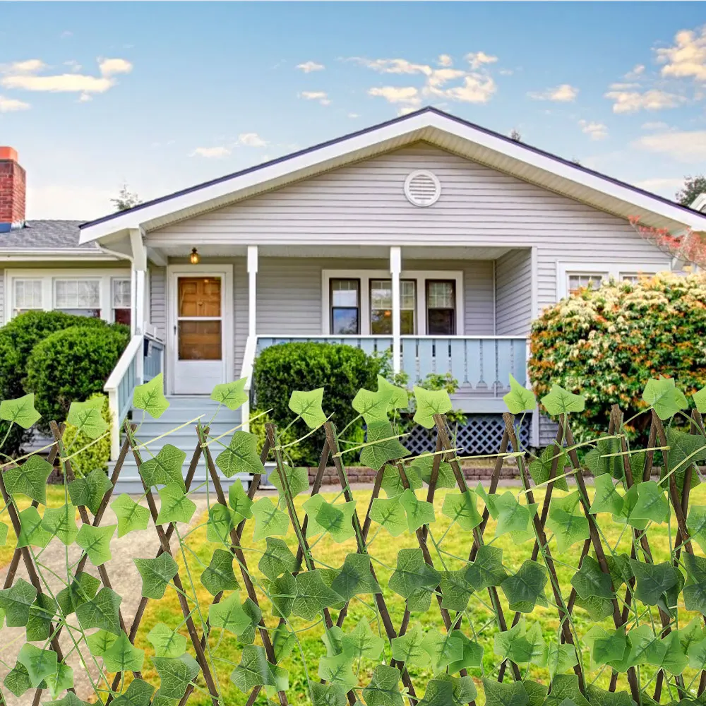 Artificial Ivy Leaf Privacy Fence Wood Expanding Trellis