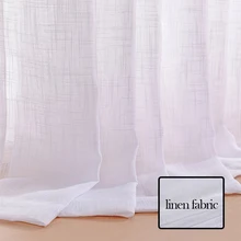 BILEEHOME – rideau en Tulle en lin blanc, pour salon et chambre à coucher, Voile moderne en lin, finition pure, draperies épaisses pour fenêtres