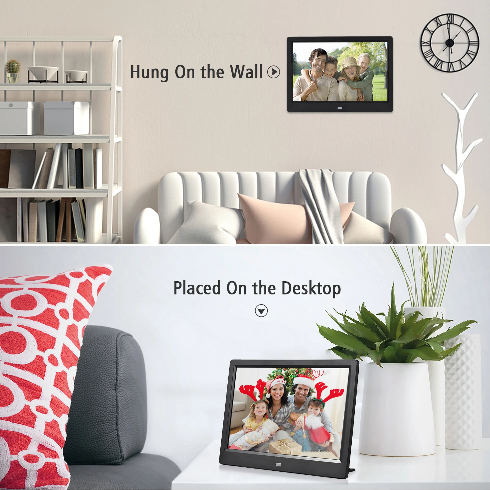 Andoer 10.1" Digital Photo Frame Desktop Electronic Album 1280*800 IPS Screen Support Photo/Video/Music/Clock/Calendar Function