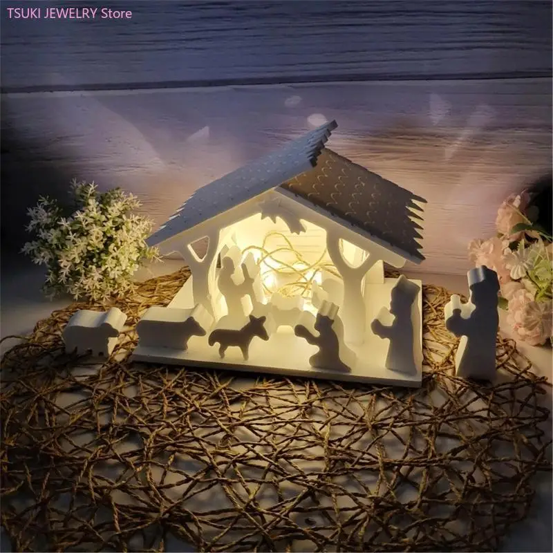62KE Hause Dekoration Silikon Form Krippen Haus Desktop Ornament Form Praktische Gips Form Schmuck Machen Liefert – Detail 1
