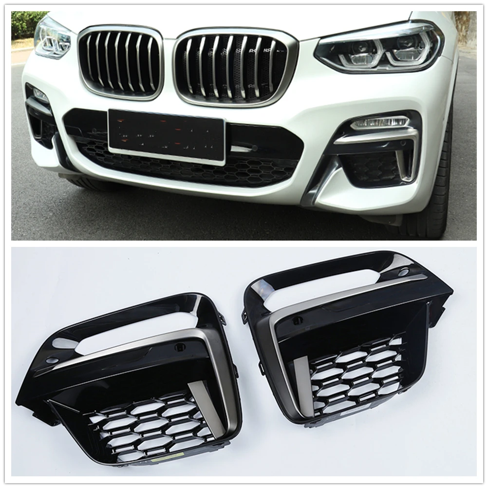 

2PCS Front Fog Light Bumper Lamp Frame Grill Cover Grille Trim Lower Air Intake Vent Bezel Case For BMW X3 X4 G01 G02 2019-2023