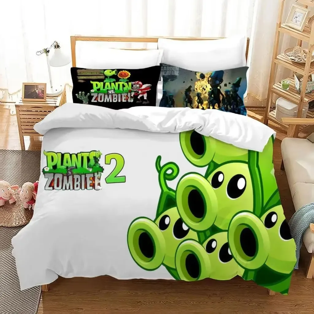 Plants Vs Bedding Sets Zombie US Europe UK Size Quilt Cartoon Bed Cover Duvet Cover Pillow Case 2-3 Pieces Sets Adult Children 2