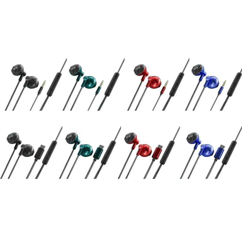 Wired Headphones Heavy Bass In Ear Headphone with Microphone Mobile Earbuds Wire Game Headset 3.5mm/Type-C