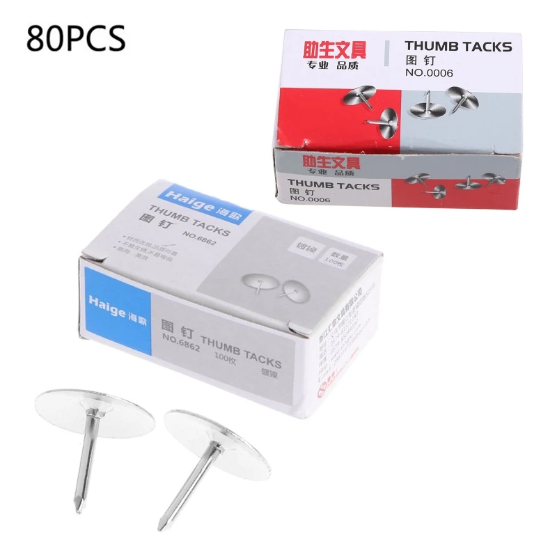 80 Pieces Durable Metal Push Pins, push pins