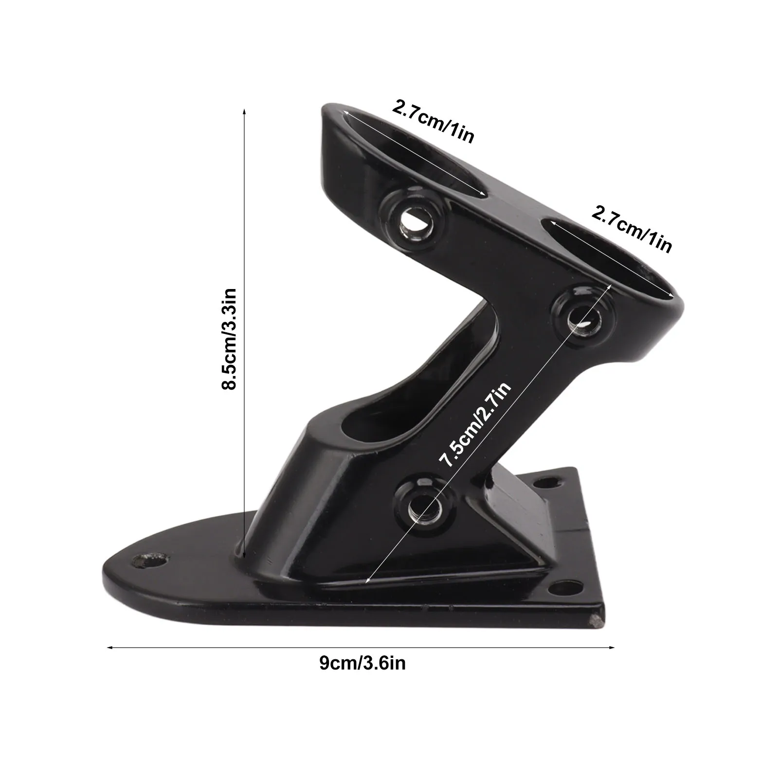 ZK40 Flag Pole Holder Bracket Aluminum Alloy Double Hole Rustproof Thickening Heavy Duty Flag Holder for Outdoor Black