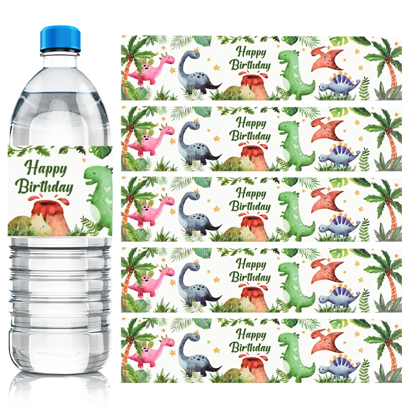 12Pcs-Dinosaur-Birthday-Water-Bottle-Label-Custom-Drink-Sticker-Baby ...