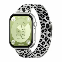 Milanese Loop Magnetic Metal Bracelet - Huawei fit 3 (Black Leopard)