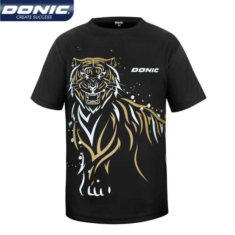Table Tennis Jersey table tennis shirts DONIC 83237 Men Women Sports T-shirts Tiger Breathable Ping Pong Shirts Short Sleeve Round Neck