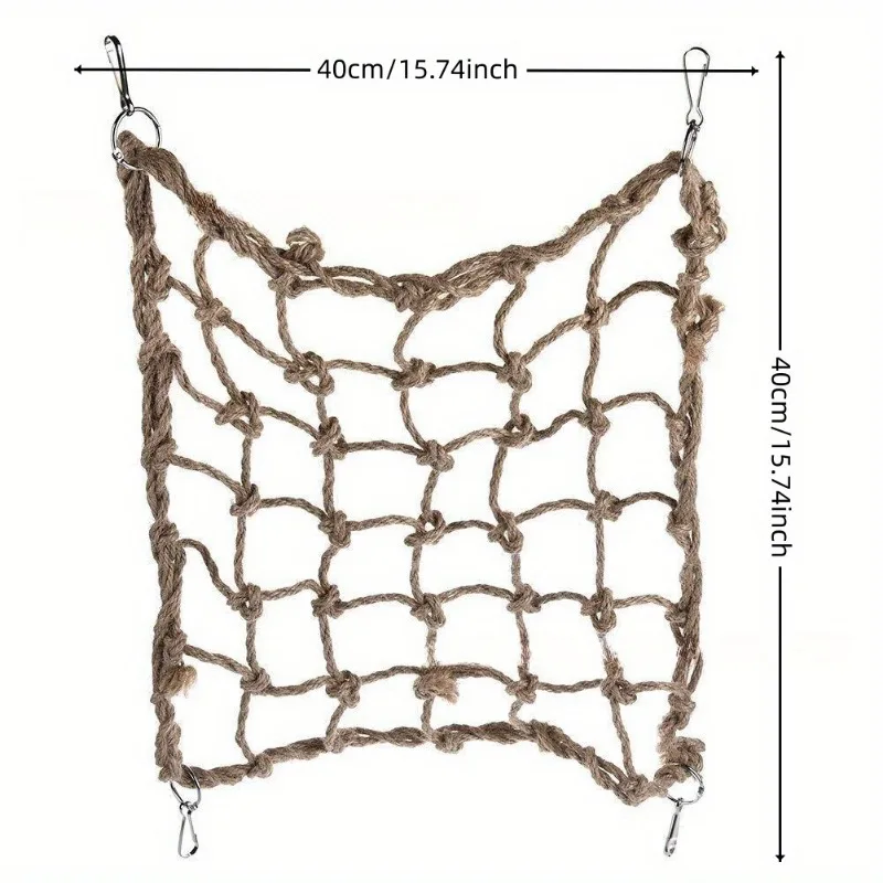 Parrot Climbing Net – 40×40cm Bird Rope Net Toy with Hooks for Swing, Chew & Play 2