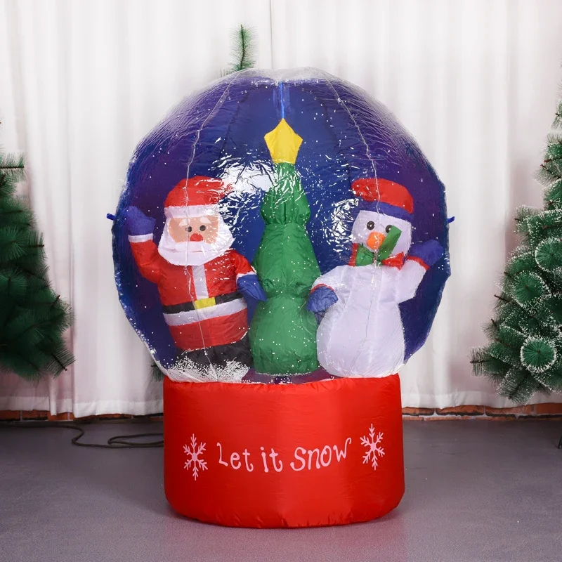 120cm Snowflake Hot Air Balloon Christmas Inflatable Toy New Year Decorations Christmas Gifts Decoration Outdoor