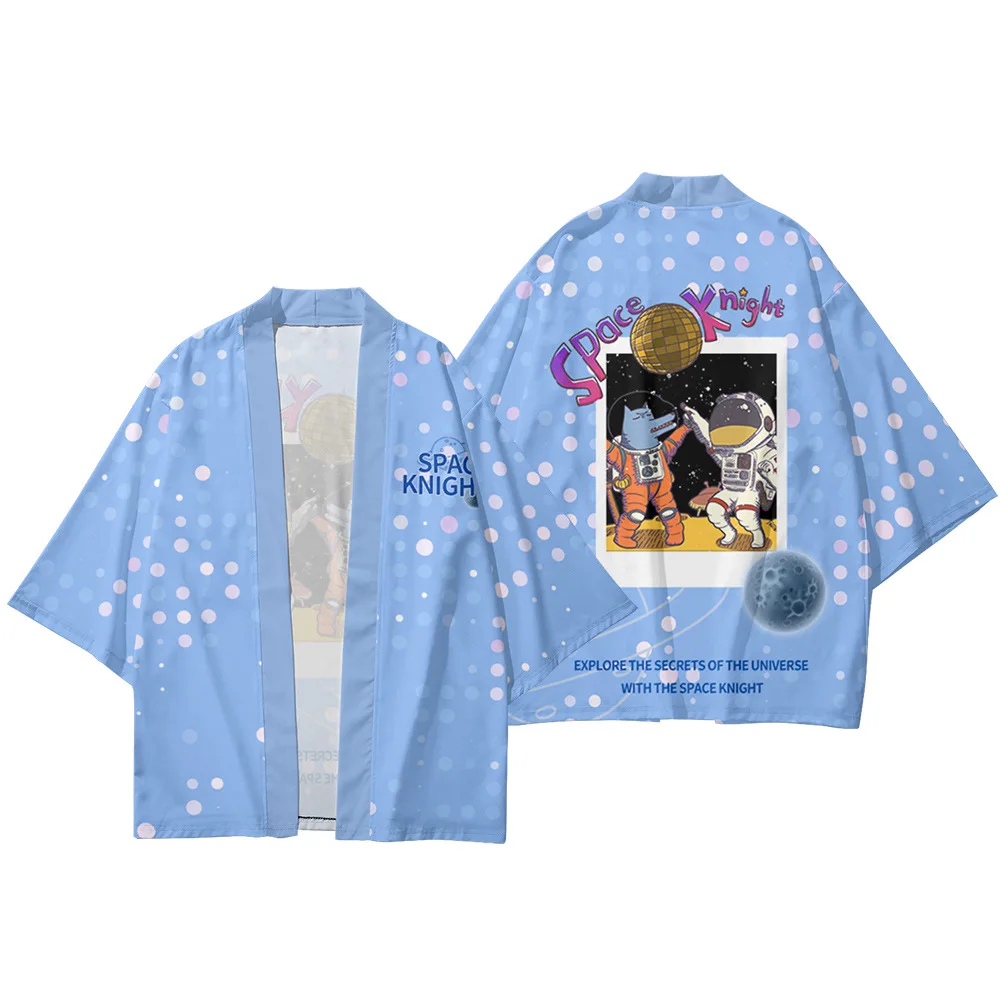 

Space Knight Polka Dot Printed Streetwear Japanese Kimono Harajuku Samurai Haori Casual Men Women Cardigan Cosplay Shirts