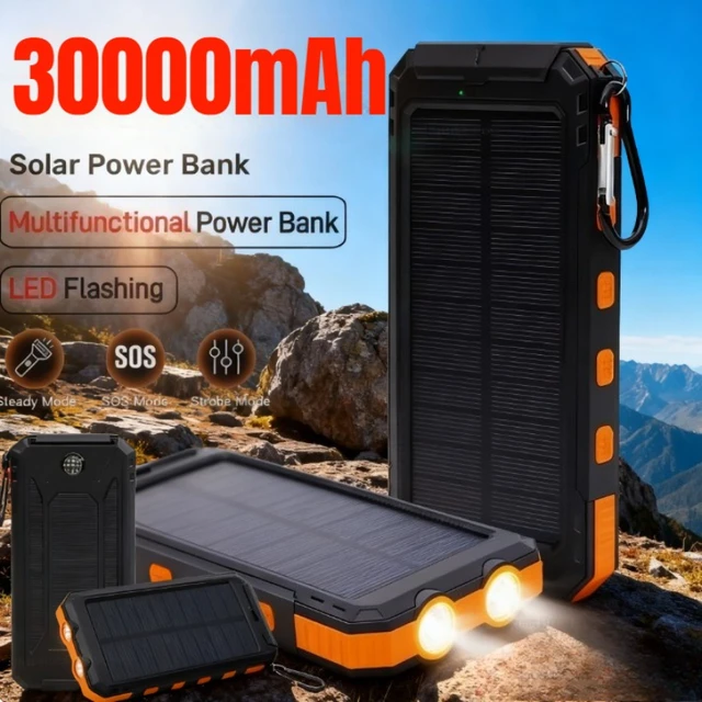 Waterproof Outdoor Solar Power Bank 20000mAh Dual USB Travel Outdoor Solar Mobile Phone Charger Solar Powerbanks For Camping 1