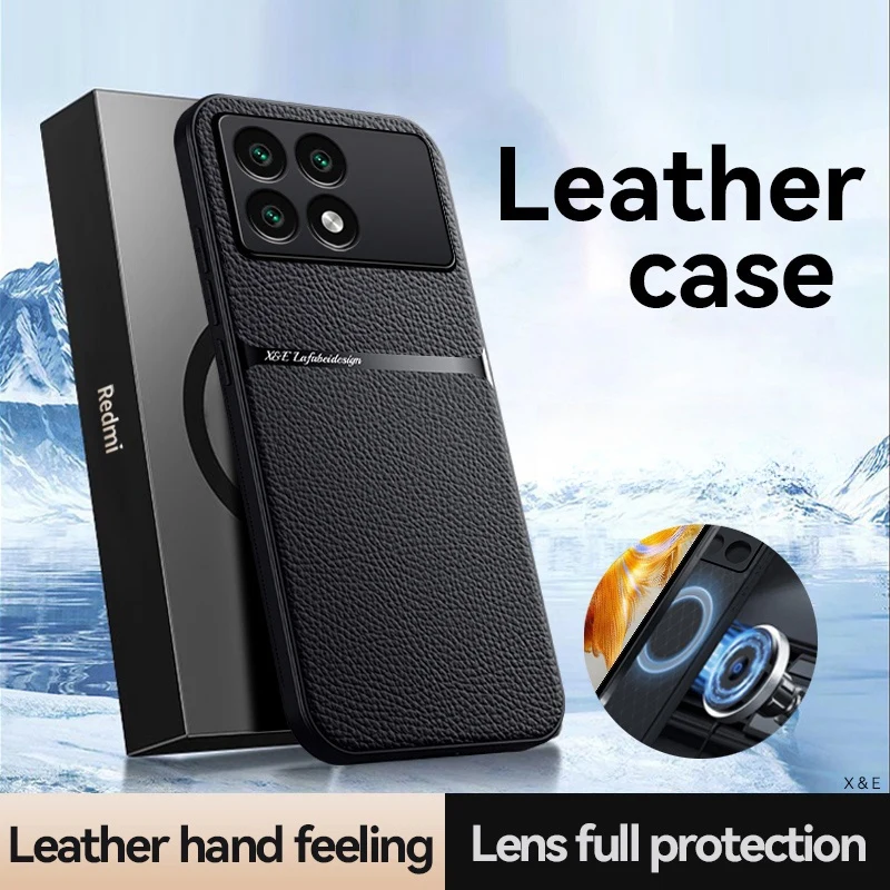 Leather Magnetic Holder Case - Soft Silicone Protective Cover