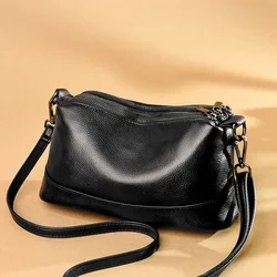 Elegant Women's Genuine Leather Designer Shoulder Bag (Black)