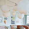 Nordic Wabi Sabi Wind Round Rice Paper Led Pendant Lights Living Dining Room Bedroom Loft Restaurant Bar Home Decor Chandelier 5