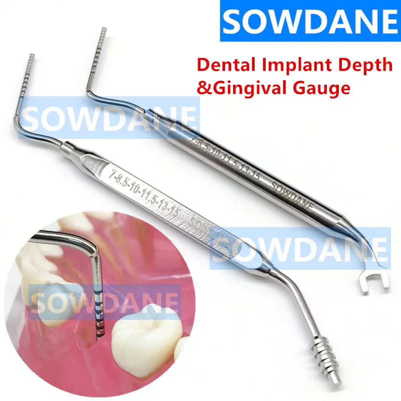 

Dental Implant Depth Gingival Gauge Depth Measuring Ruler Deep Probe Dental Implant Caliper Measuring Tool Stainless Steel