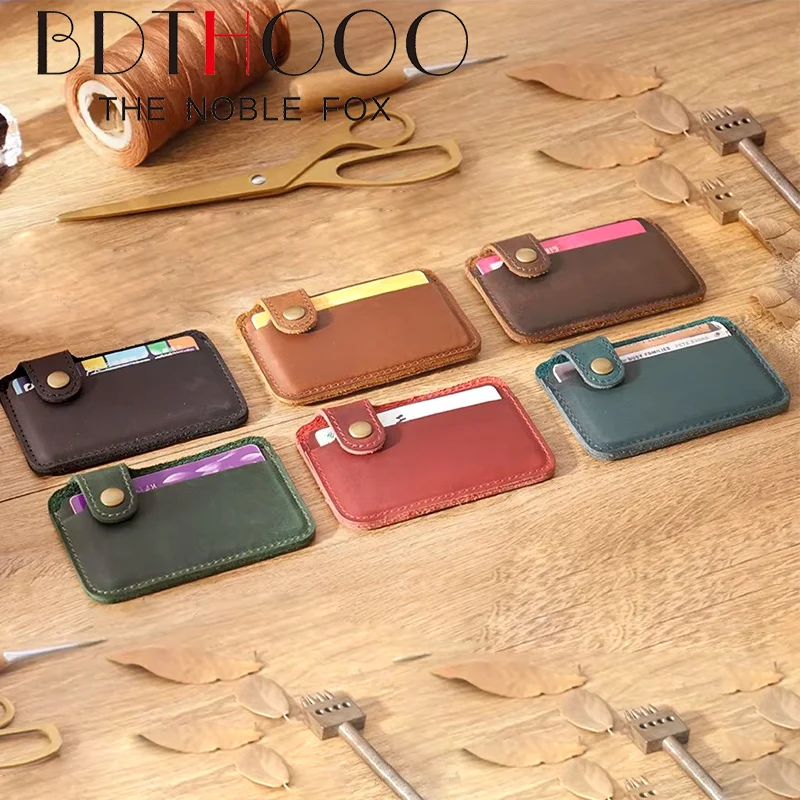 Leather Card Wallet Men Business Bank Card Holder Thin Credit Case Convenient Small Cards Pack Cash Pocket
